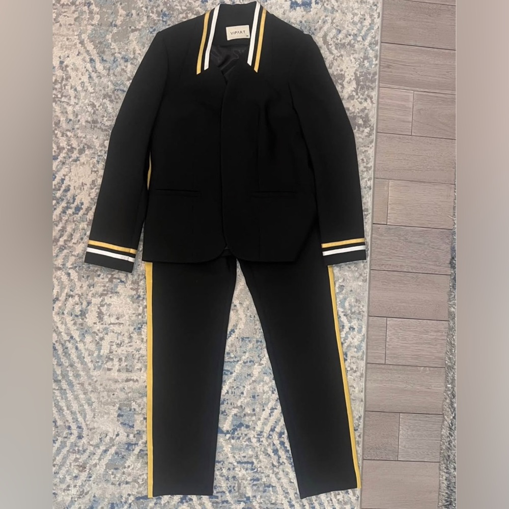 Black Suit with Gold Stripes